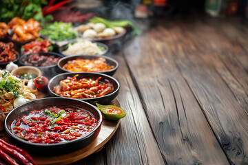 Fototapeta premium Traditional Chinese Spicy Hotpot Background