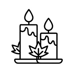 fall candles icon, mental health day line art, mental health day icon - simple black line art icon of fall candles, for mental health day celebrations. mental health day vector art.