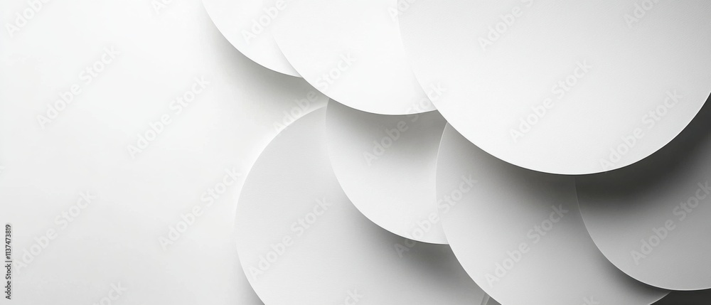 Poster abstract white circles overlapping modern minimalist background texture