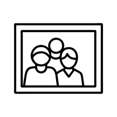 friends and family photo icon, thanksgiving line art, thanksgiving icon - simple black line art icon of friends and family photo, for thanksgiving celebrations. thanksgiving vector art.