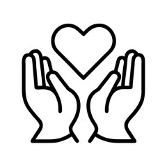 grateful heart icon icon, mental health day line art, mental health day icon - simple black line art icon of grateful heart icon, for mental health day celebrations. mental health day vector art.