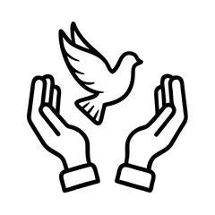 hands releasing a dove icon