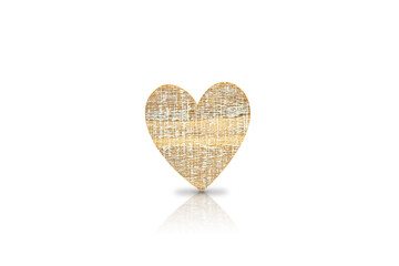 heart carved from wood on a white background