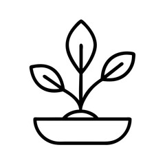 plant sprouting icon, mental health day line art, mental health day icon - simple black line art icon of plant sprouting, for mental health day celebrations. mental health day vector art.