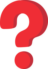 A simple, bold, red question mark graphic against a plain white backdrop.