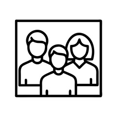 friends and family photo icon, thanksgiving line art, thanksgiving icon - simple black line art icon of friends and family photo, for thanksgiving celebrations. thanksgiving vector art.