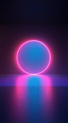 Obraz premium Glowing Neon Circle with Reflective Surface