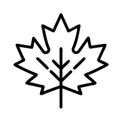 maple leaf icon, thanksgiving line art, thanksgiving icon - simple black line art icon of maple leaf, for thanksgiving celebrations. thanksgiving vector art.
