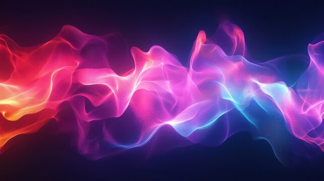 Abstract Wavy Lines of Red, Purple, and Blue Light