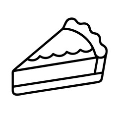 pumpkin pie slice icon, thanksgiving line art, thanksgiving icon - simple black line art icon of pumpkin pie slice, for thanksgiving celebrations. thanksgiving vector art.