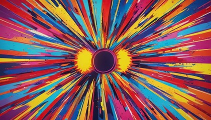 Fototapeta premium Abstract radial burst with pop art style elements, impact, pow, dynamic