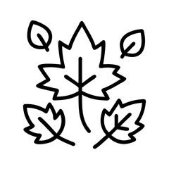 autumn leaves icon, thanksgiving line art, thanksgiving icon - simple black line art icon of autumn leaves, for thanksgiving celebrations. thanksgiving vector art.