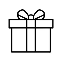 gift box icon, boss’s Day line art, boss’s icon - simple black line art icon of gift box, symbolizing boss’s Day celebrations. boss day vector art.
