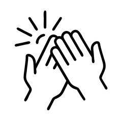 hands clapping icon, boss’s Day line art, boss’s icon - simple black line art icon of hands clapping, symbolizing boss’s Day celebrations. boss day vector art.
