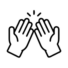 hands clapping icon, boss’s Day line art, boss’s icon - simple black line art icon of hands clapping, symbolizing boss’s Day celebrations. boss day vector art.