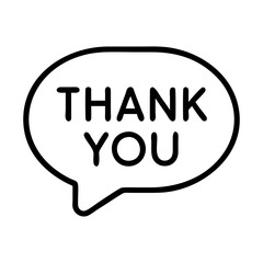 speech bubble with thank you icon, boss’s Day line art, boss’s icon - simple black line art icon of speech bubble with thank you, symbolizing boss’s Day celebrations. boss day vector art.