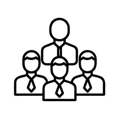 team photo with boss icon, boss’s Day line art, boss’s icon - simple black line art icon of team photo with boss, symbolizing boss’s Day celebrations. boss day vector art.