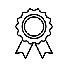 award ribbon icon, boss’s Day line art, boss’s icon - simple black line art icon of award ribbon, symbolizing boss’s Day celebrations. boss day vector art.