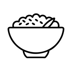 bowl of grains icon, vegan day line art, vegan day icon - simple black line art icon of bowl of grains, for vegan day celebrations. vegan day vector art.