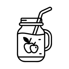 green smoothie jar icon, vegan day line art, vegan day icon - simple black line art icon of green smoothie jar, for vegan day celebrations. vegan day vector art.