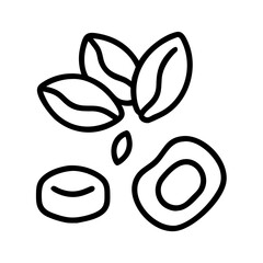 nuts and seeds icon, vegan day line art, vegan day icon - simple black line art icon of nuts and seeds, for vegan day celebrations. vegan day vector art.