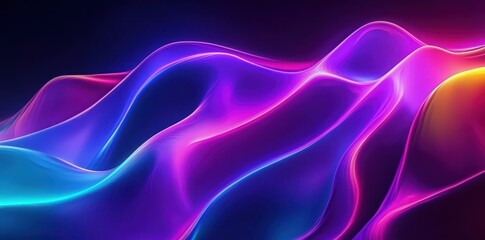 Obraz premium Abstract Neon Purple and Blue Wavy Lines on Dark Background