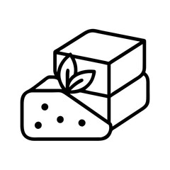 tofu block icon, vegan day line art, vegan day icon - simple black line art icon of tofu block, for vegan day celebrations. vegan day vector art.