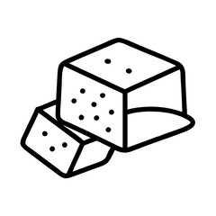 tofu block icon, vegan day line art, vegan day icon - simple black line art icon of tofu block, for vegan day celebrations. vegan day vector art.