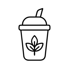 vegan smoothie icon, vegan day line art, vegan day icon - simple black line art icon of vegan smoothie, for vegan day celebrations. vegan day vector art.