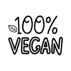  100 vegan text icon, vegan day line art, vegan day icon - simple black line art icon of 100 vegan text, for vegan day celebrations. vegan day vector art.