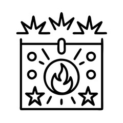 bonfire night countdown icon, bonfire night line art, bonfire night icon - simple black line art icon of bonfire night countdown, for bonfire night celebrations. bonfire night vector art.