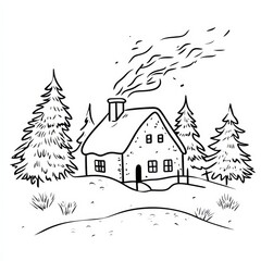 Naklejka premium Cozy Cabin in Winter Wonderland 