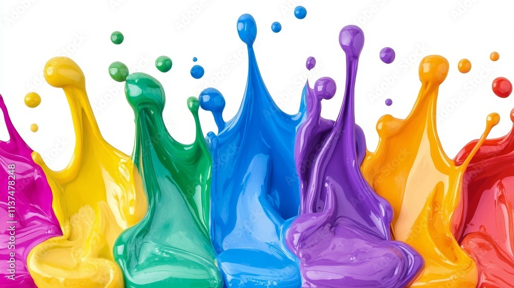 Poster colorful paint splashes create a vibrant and dynamic visual effect.