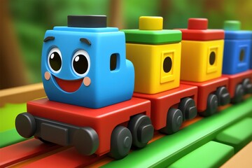 Happy Cartoon Train on Tracks