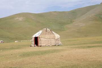 Nomadic herder's camp in the mountains of Kyrgyzstan
