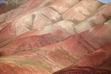 Mountains along the road to Lenin Peak in the Pamir Mountains in Kyrgyzstan