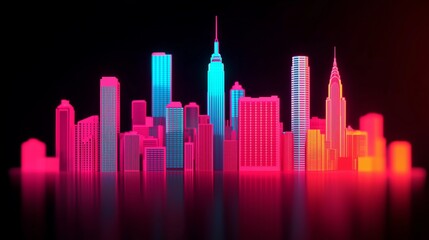 Obraz premium Abstract digital profit graphs merging into a glowing financial city, symbolizing financial success, economic windfall