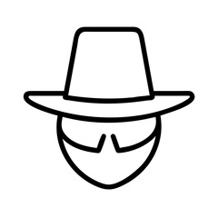 guy fawkes hat icon, bonfire night line art, bonfire night icon - simple black line art icon of guy fawkes hat, for bonfire night celebrations. bonfire night vector art.