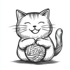 Happy Cat with Yarn Ball 