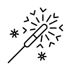 sparkler icon, bonfire night line art, bonfire night icon - simple black line art icon of sparkler, for bonfire night celebrations. bonfire night vector art.