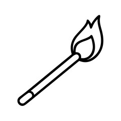 wooden match icon, bonfire night line art, bonfire night icon - simple black line art icon of wooden match, for bonfire night celebrations. bonfire night vector art.