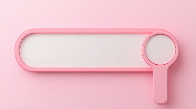 Minimal blank search  bar isolated on pink pastel color background with shadow minimalism conceptual 3D rendering