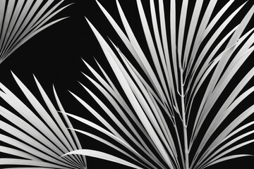 Obraz premium abstract background of shadows palm leaves on a white wall. White and Black