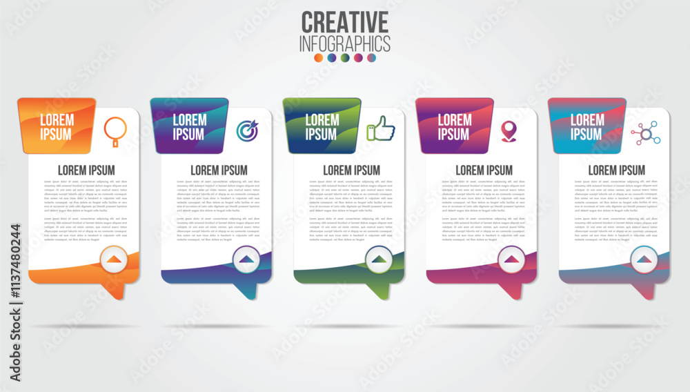 Poster business infographic design template with icons and 5 numbers options or steps. can be used for proc