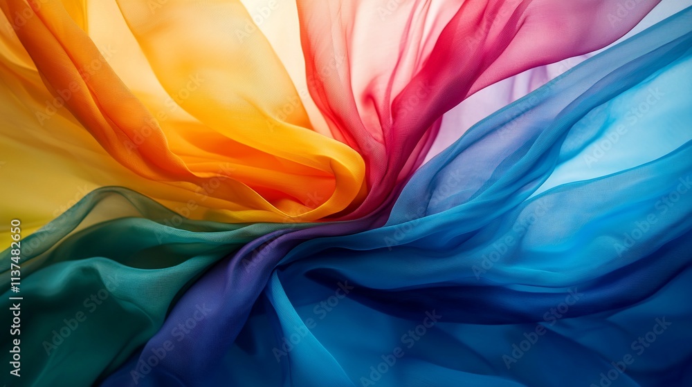 Aufkleber flowing colorful fabric creating a vibrant abstract swirl.
