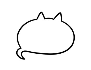 Cat pet speech bubble. Empty cute frame with tail. Hand drawn sketch doodle line animal frame design. Cat cute talk speech bubble. Kitty border. Vector illustrations isolated on white background.