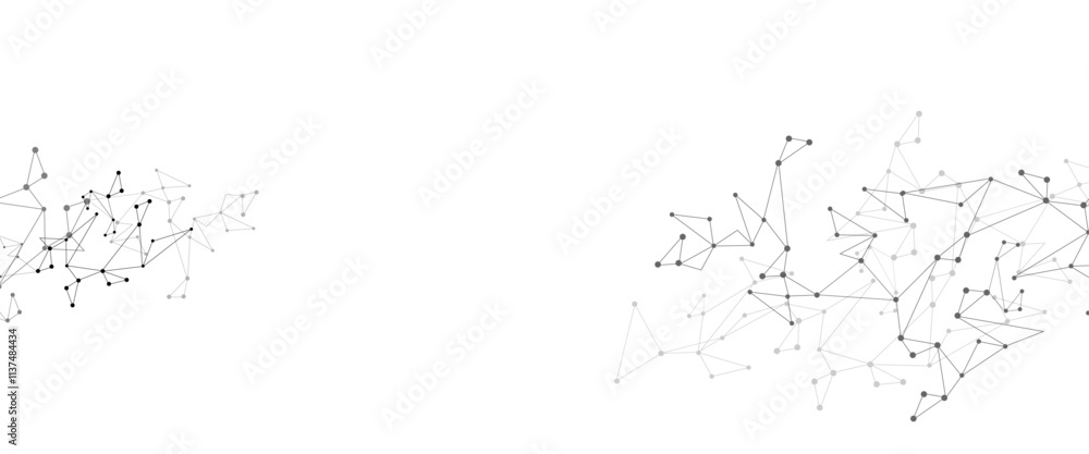 Poster Vector Grey graphic background dots with connections technologies and sharing data as abstract concept.
