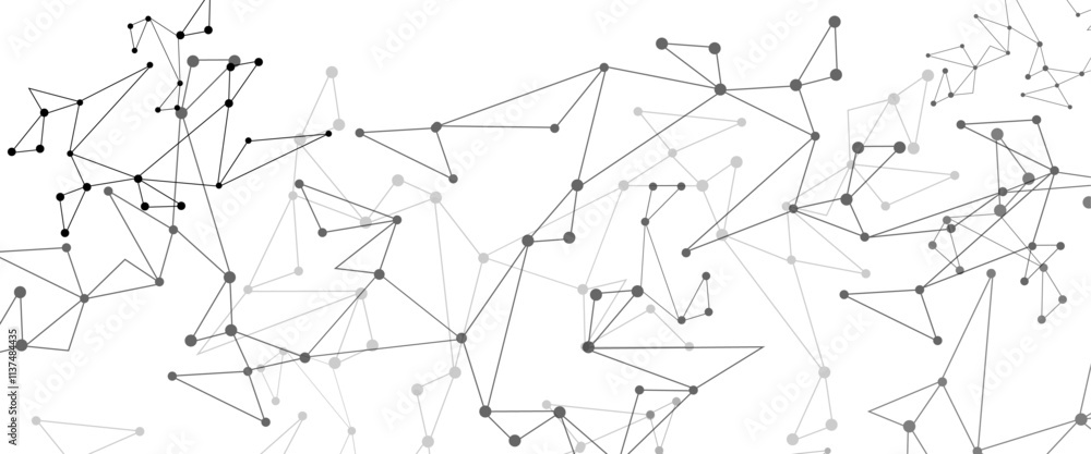 Poster Vector Grey graphic background dots with connections technologies and sharing data as abstract concept.