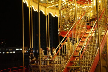 New Year's carousel in the evening