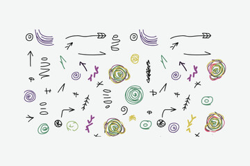 Hand sketch fun doodle sketch colorful shapes lines vector, Hand sketch fun doodle sketch colorful shapes lines vector, easily editable.